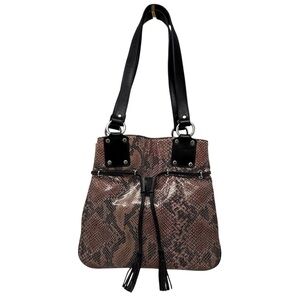Sharif Studio made in the USA Genuine leather drawstring snake skin handbag